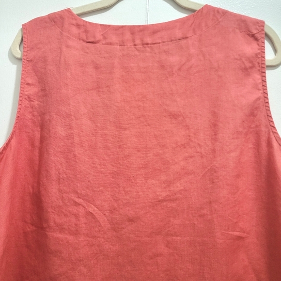 Peach Irish Linen Embroidered Sleeveless Blouse size 20 - Picture 5 of 12